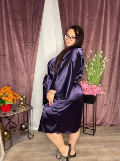 Домашен халат от фин сатен- кралско лилаво-тъмен