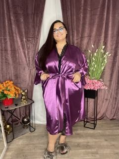 Домашен халат от фин сатен- кралско лилаво-светъл