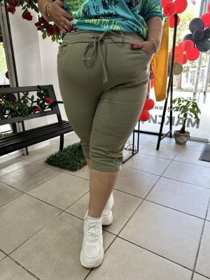 Памучни къси панталонки в големи размери-зелен