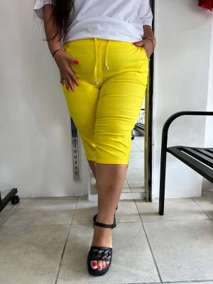 Памучни къси панталонки в големи размери- жълт